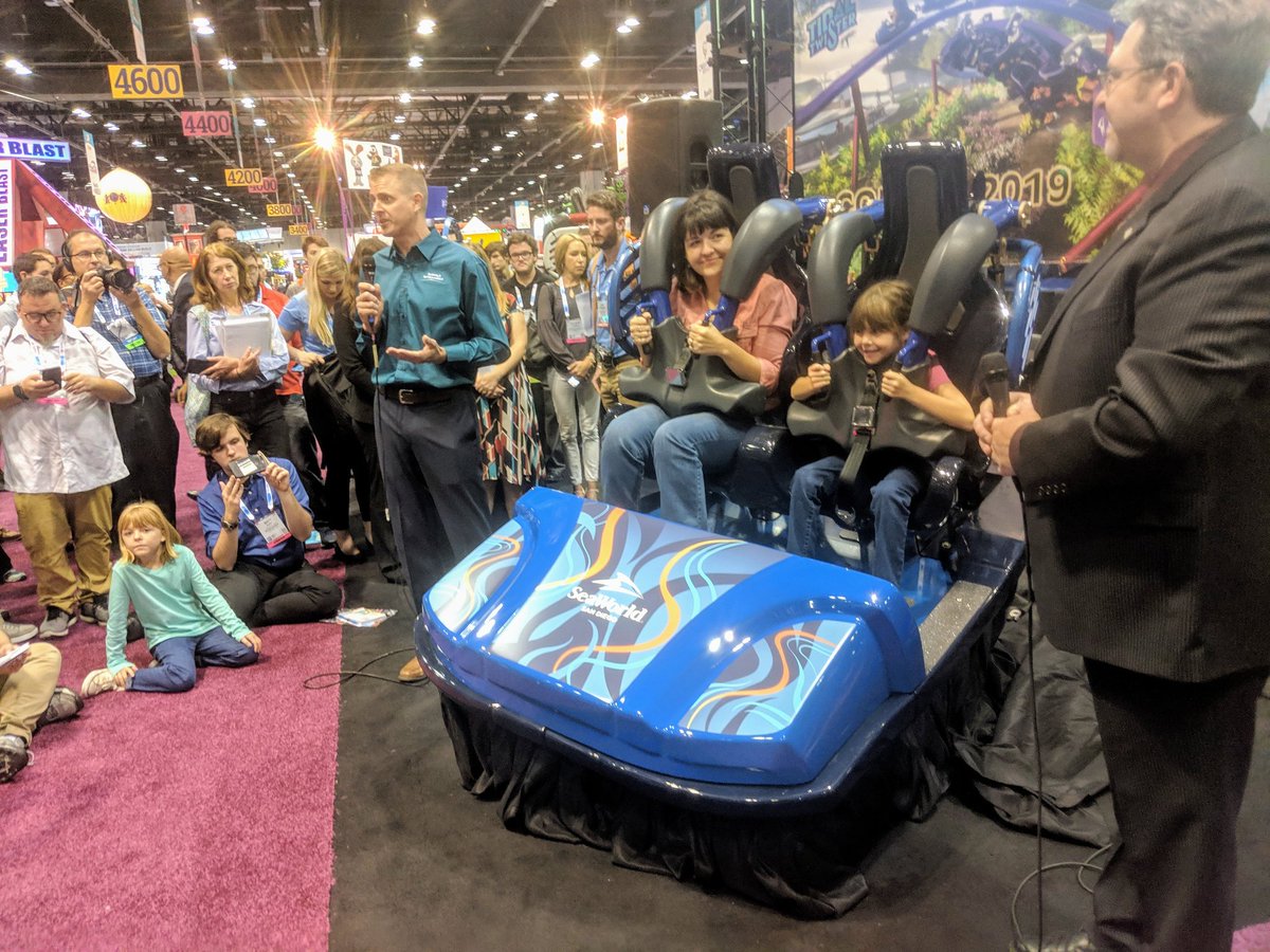 IAAPAHQ's tweet image. New at @SeaWorld San Diego in 2019, is Tidal Twister. Swim over to @SkylineAttrax to see the real coaster car at Booth 4869 on the #IAE18 Show Floor.