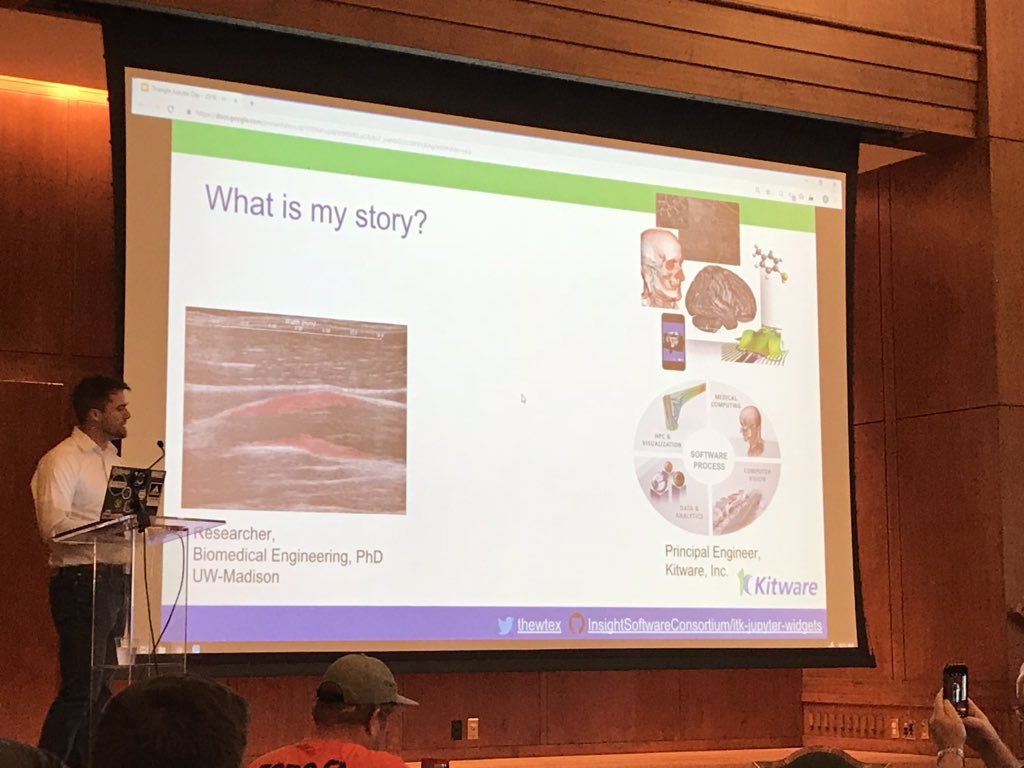 f_dion's tweet image. Matthew McCormick from Kitware is next. @thewtex #trianglejupyter day #NC