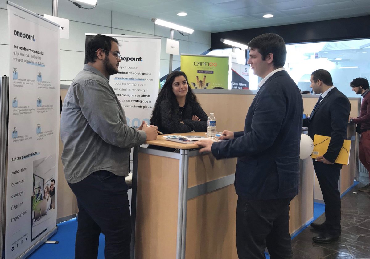 onepoint's tweet photo. Parrain de la promotion 2020, @onepoint est présente aujourd'hui au @ForumParisSud de @Polytech_upsud pour rencontrer à nouveau les #étudiants de l'école et leur faire découvrir la diversité de nos activités et opportunités. #ForumPS https://t.co/86nl0kQNNp