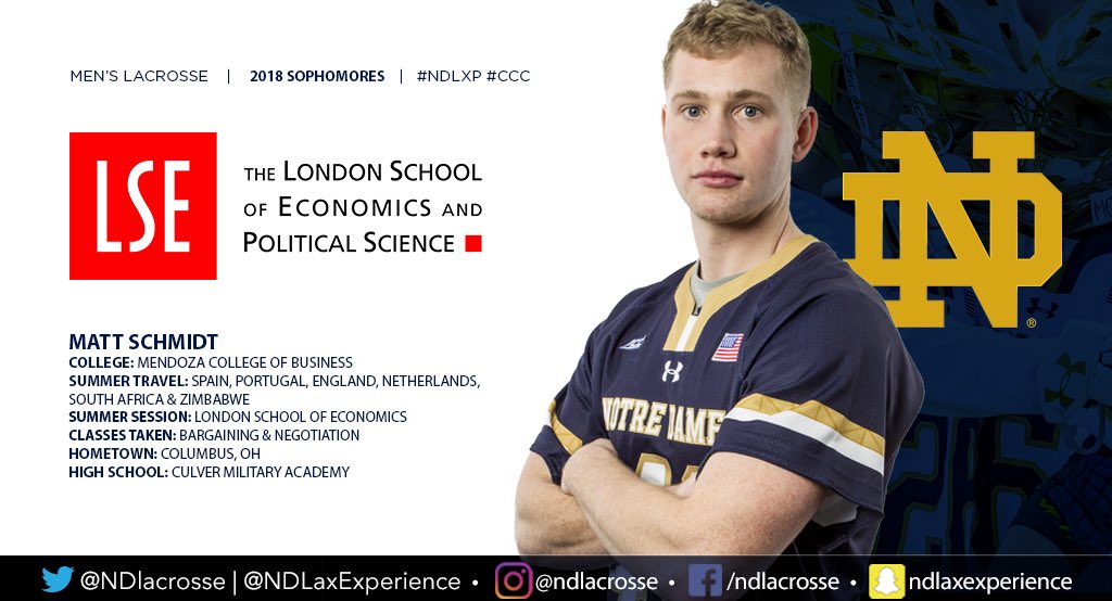 NDlacrosse's tweet photo. #NDLaxPath continues with Sophomore Matt Schmidt who traveled throughout Europe & Africa while studying abroad at The London School of Economics
#NDLXP https://t.co/U0XZiz6Hsa