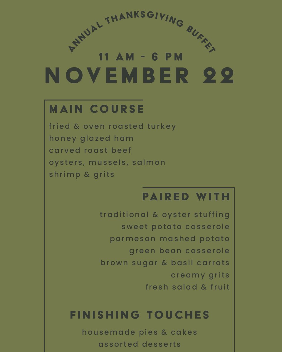 DeansKitchenBar's tweet photo. Thanksgiving's nearly here! Which dish are you most excited to try from our buffet menu this year? https://t.co/nZJ9eMmkkc