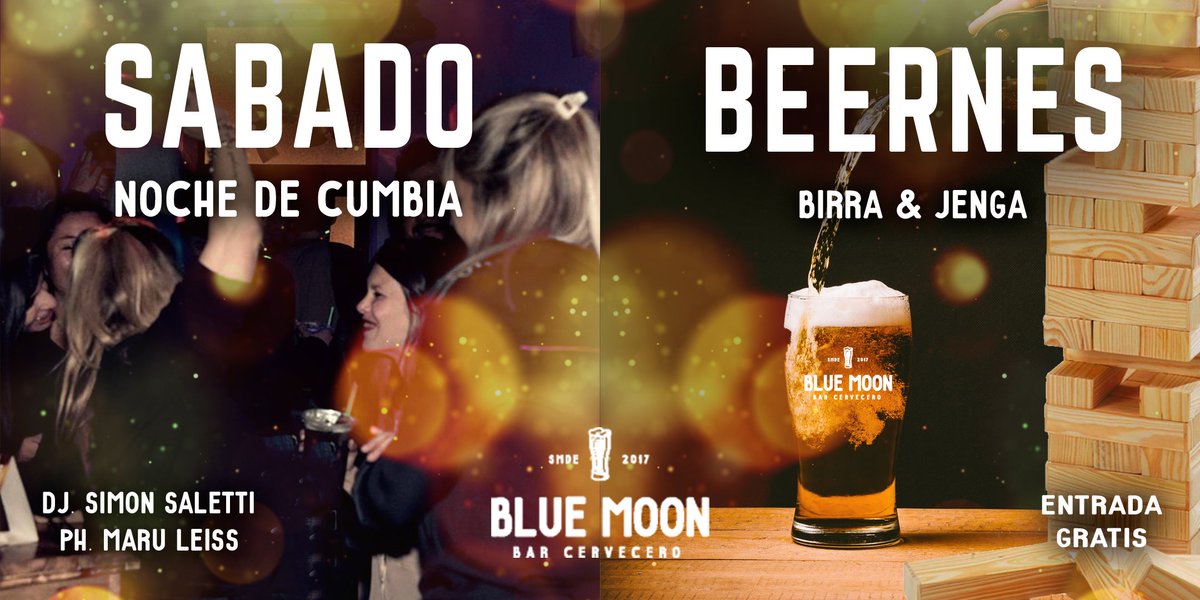 bluemoon_bc's tweet photo. 🎉Este #Beernes hacemos #previa🍺
Noche de #cervezas y #jenga 😎
.
🎉Este #Sabado es #NocheDeCumbia
Vamos a bailar y cantar con un mix de #cumbias nuevas y viejas 😎
Y el encargado de esta pista es @simonsaletti
.
Finde largo en #BlueMoon 😉😉 https://t.co/m3ztnOC7GG