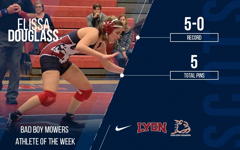 Eric Moses (<a href="/LyonCollegeMBB/">Lyon Mens Basketball</a>) and Elissa Douglass (@LyonWomensWrest) have been named this week's <a href="/badboymowers/">Bad Boy</a> Lyon College Athletes of the Week! #GoScotsGo