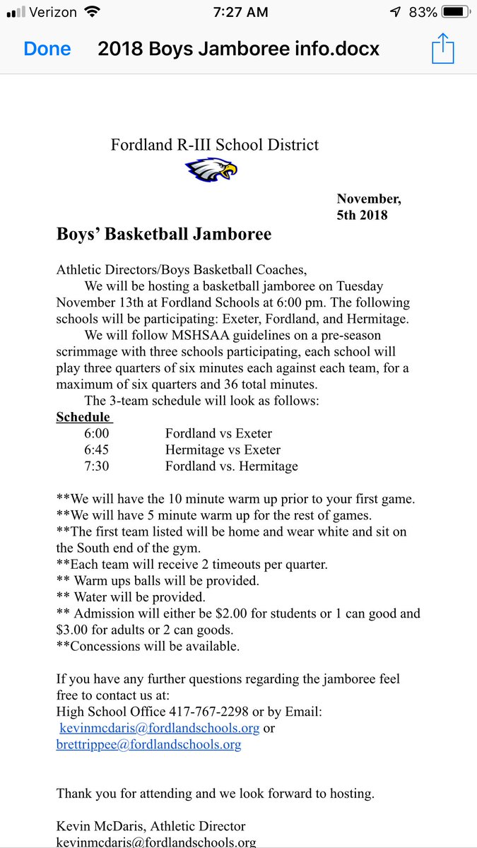 HermitageSchool's tweet photo. It’s #JAMBOREE Day x2! Our Hornets are still traveling to Fordland today for their Jamboree. They play Exeter at 6:45 pm &amp; Fordland at 7:30 pm. $3 admission or 2 canned food items. Practice 2 pm; bus leaves 4 pm. #bballtime @scoreboardguy @OzarksOzone https://t.co/FByEKESiPf