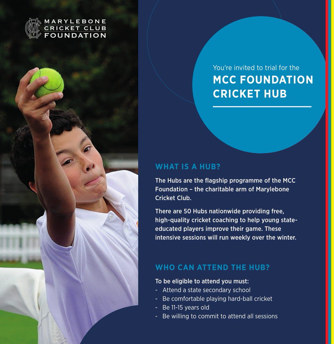Trials are about to get underway for the 2018/2019 Hub season! 😀If you meet the criteria and want to improve your cricket skills, get in touch with our National Hub Manager [reece.bird@mccfoundation.org.uk] to find out more🏏