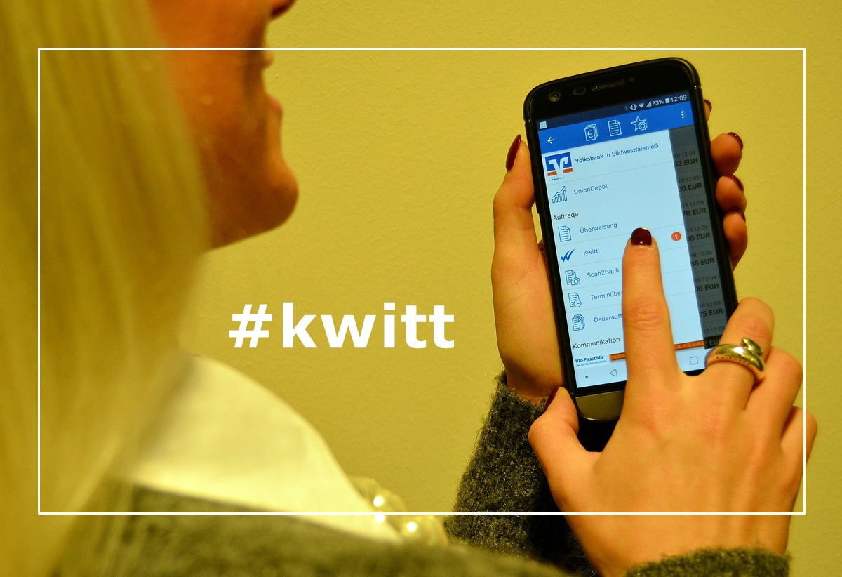 VBinSWF's tweet photo. Wie WhatsApp - nur mit Geld 🤑! Mit #kwitt könnt ihr jetzt noch schneller Geld von Handy zu Handy senden. Hol dir kwitt in deine VR-BankingApp! #vbinswf #vrbanking #handy
https://t.co/Gb7WCXTsrn https://t.co/HQ8UgttmmQ