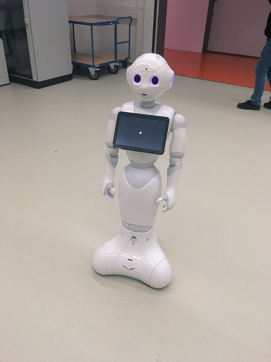 CommonsEd's tweet photo. Last stop for today: the Max Planck Institute in Cyber Valley. Fascinating to hear about work being done on machine learning and AI. 🤖
...and we saw a familiar face on our tour! #helloPepper #FourthIndustrialRevolution #GermanySwitzerlandvisit #UKParliamentweek https://t.co/Y0cTsiMGOq