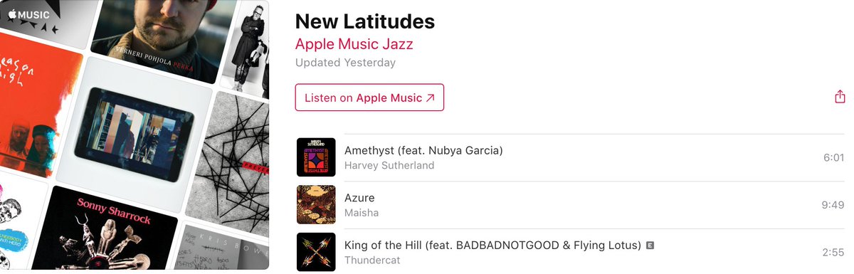 Love to <a href="/AppleMusic/">Apple Music</a> for including <a href="/musicofmaisha/">Maisha</a> in their New Latitudes playlist ✨

itunes.apple.com/us/playlist/ne…