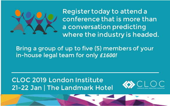 CLOClegal's tweet photo. Help us reshape the corporate #LegalOps Industry! Register for #CLOC2019London and join your colleagues at the Landmark on 21-22 Jan. Actionable content from practicing legal ops professionals. #OperationaliseLegalExcellence https://t.co/iDexl2qrwu https://t.co/qM6hLvHhr0