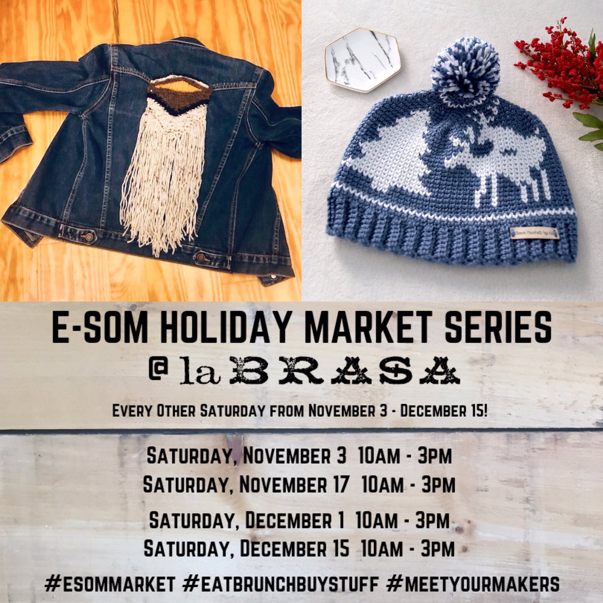Our #ESomMarket Holiday Series continues this Saturday, 11/17! Ben Sandrof on the bar serving up the <a href="/PrivateerRum/">Privateer Rum</a> brunch cocktails, sip and shop while meeting these talented makers and vendors. See you Saturday!
#meetyourmakers #eatbrunchbuystuff
facebook.com/events/2123933…