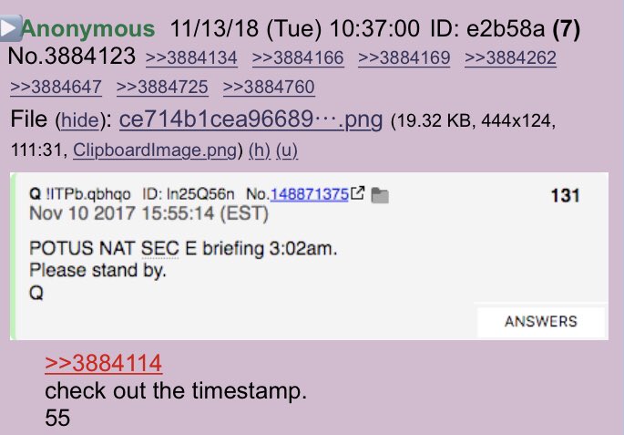3:02pm related Q drop. Timestamp 5:5. Are the 302s about to drop?  #QAanon  @realDonaldTrump