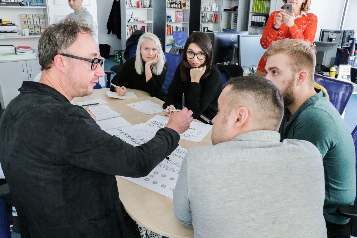 MilesNewlyn's tweet photo. Thrilled to have visited #innerpride_ro last week at their Romanian headquarters and discuss the business side of creativity with the team and some of their clients, followed by a hands-on workshop on custom type for brands! Valuable talk, great audience, very nice atmosphere! https://t.co/Y4p6r9m3sb