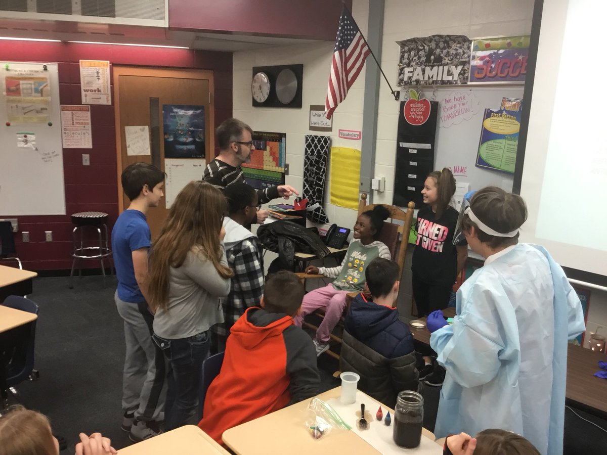 Guest speaker, Michael Morris, sharing about his career as a Med Tech and sharing with kids how learning about science applies to the real world!