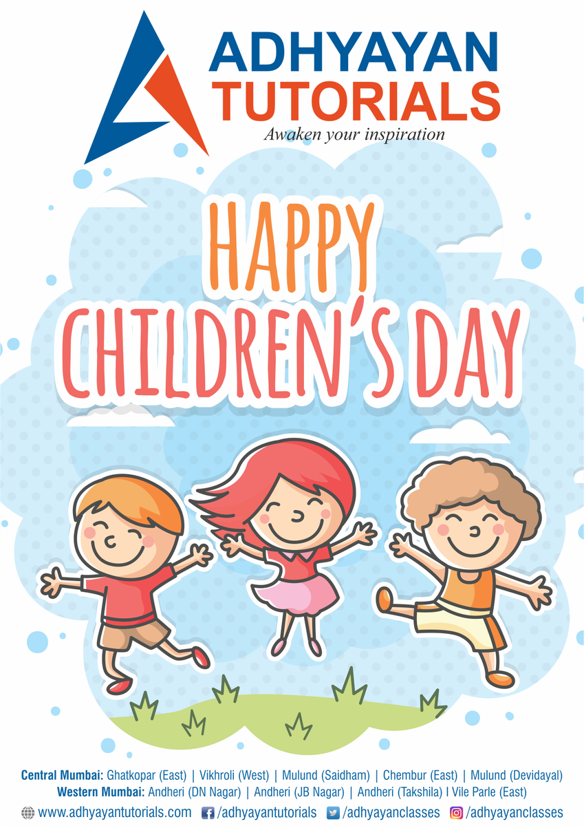 AdhyayanClasses's tweet photo. "Children are the future, nurture them right so that they grow up to be able leaders and lead the world towards light." Happy Children's Day #ChildrensDay #AdhyayanTutorials #AT #Adhyayan https://t.co/R21rXAwDmg