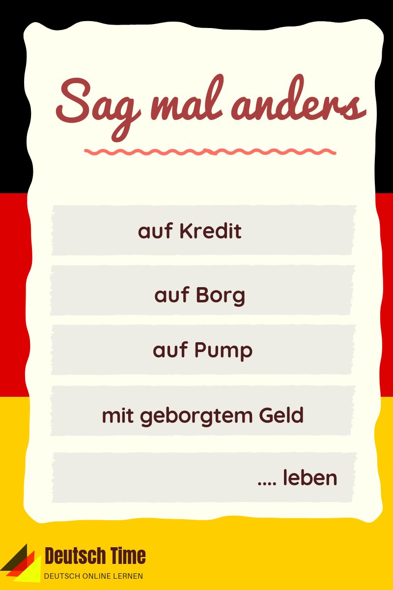 Heutzutage geben viele Leute aus mehr, als sie verdienen und leben auf Pump.
Was findet Ihr, ist es richtig?
Lernt #Deutsch mit UNS und erkennt mehr
#DeutschTime #deutschlernen #немецкий #Germany #Deutschland #курсынемецкогоязыка #немецкийпоскайпу #Wortschatz #Kredit