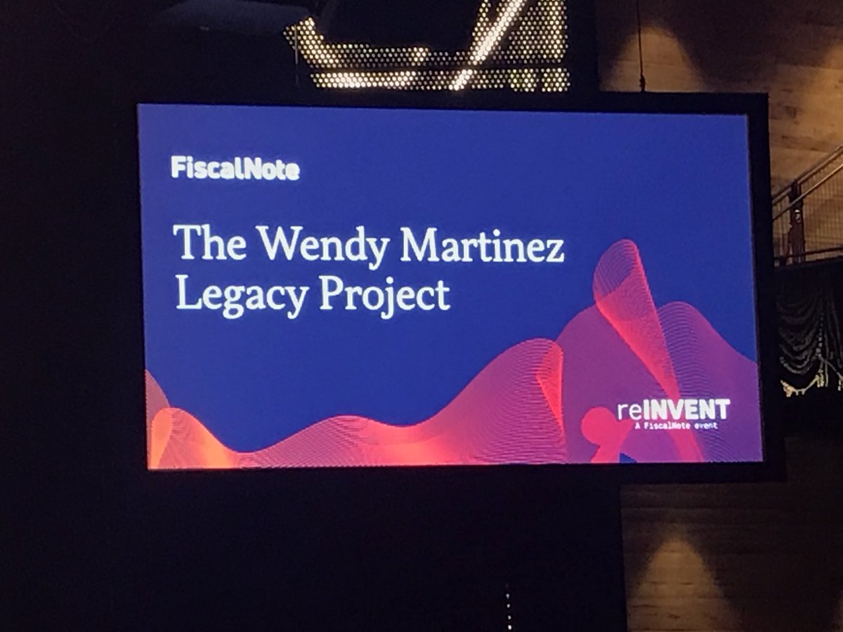creightonc's tweet photo. So well done @FiscalNote - such an incredible tribute to Wendy Martinez - gut wrenching seeing her family and friends on stage but so amazing at how much good this fund will do. #FNReinvent https://t.co/aygdWLl9ek
