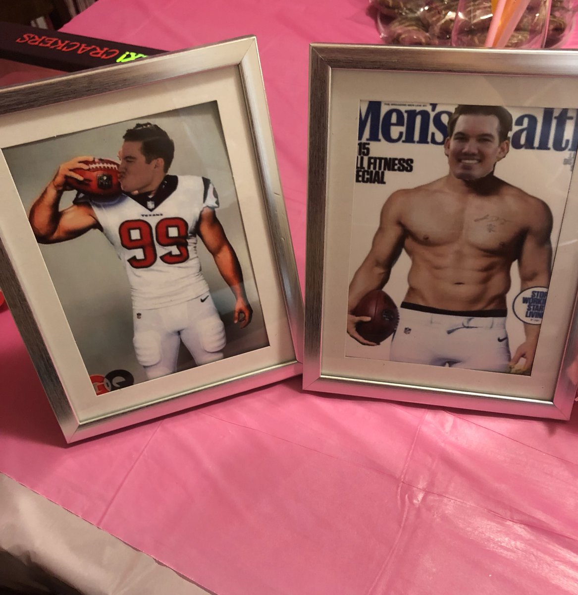 AmberStick323's tweet photo. Hey @JJWatt what do you think of my Bachelorette party decorations? https://t.co/m98YfSjetN
