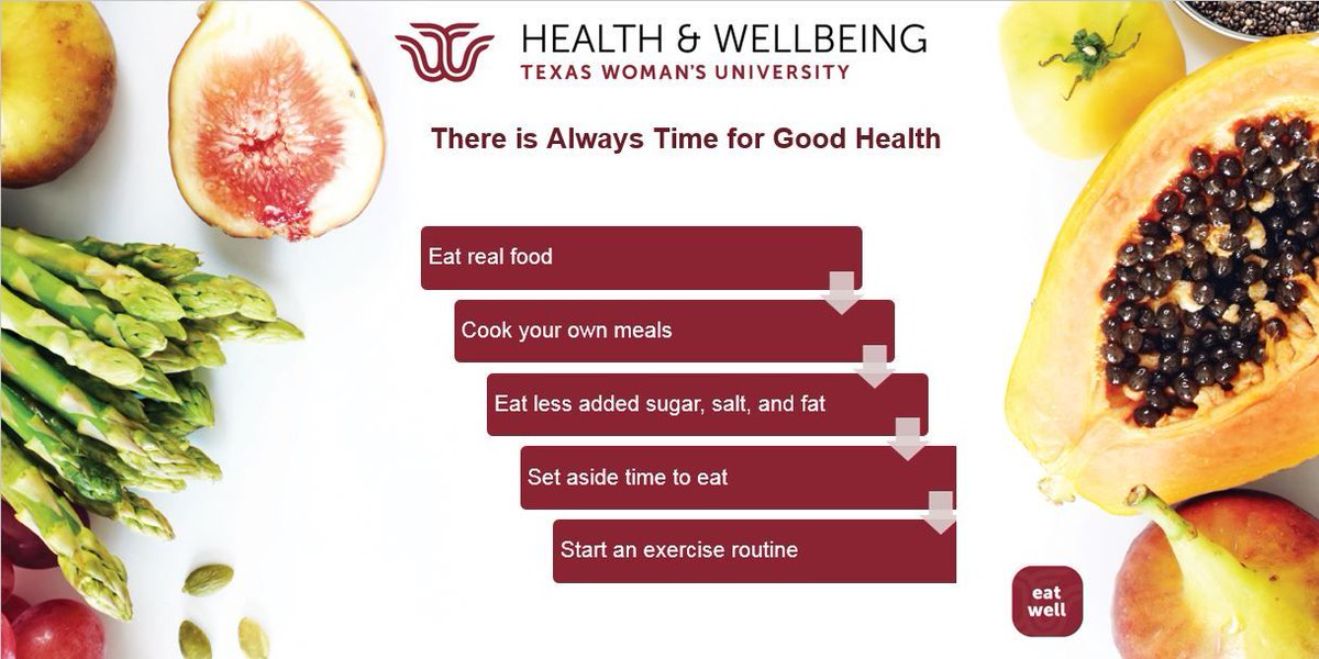 WellbeingTWU's tweet photo. Making time to focus on your health doesn't have to be hard. Check out these simple tips. #EatWellTWU #eatclean #healthylifestyle #behealthy #fit #nature #SocialMediaWeek https://t.co/UvUedzO7Ni