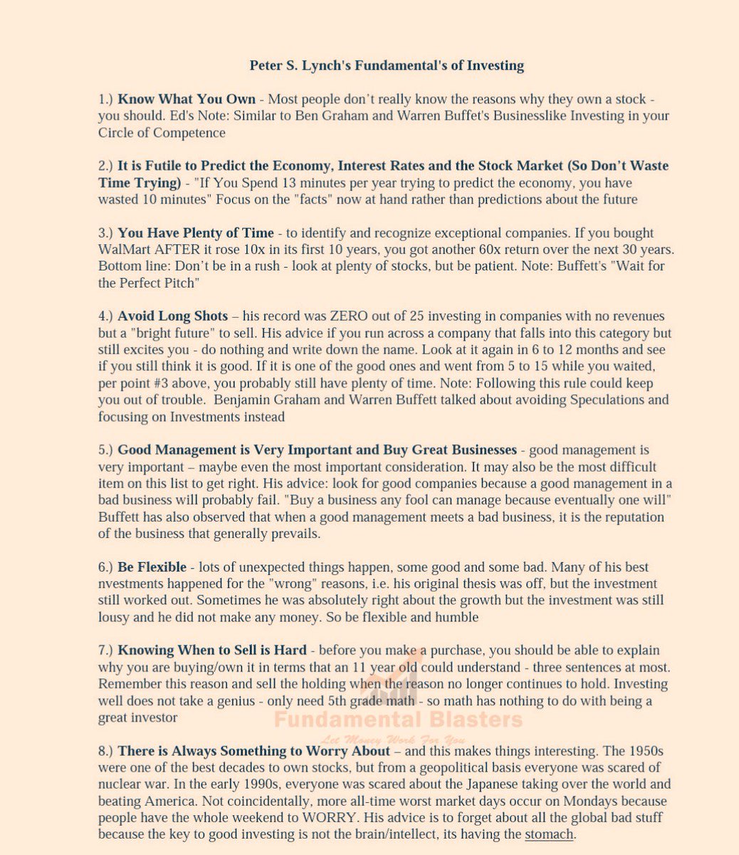 FundamentalGems's tweet image. Peter Lynch's Fundamental's Of Investing

#PeterLynch
#Fundamentals

#FundamentalBlasters