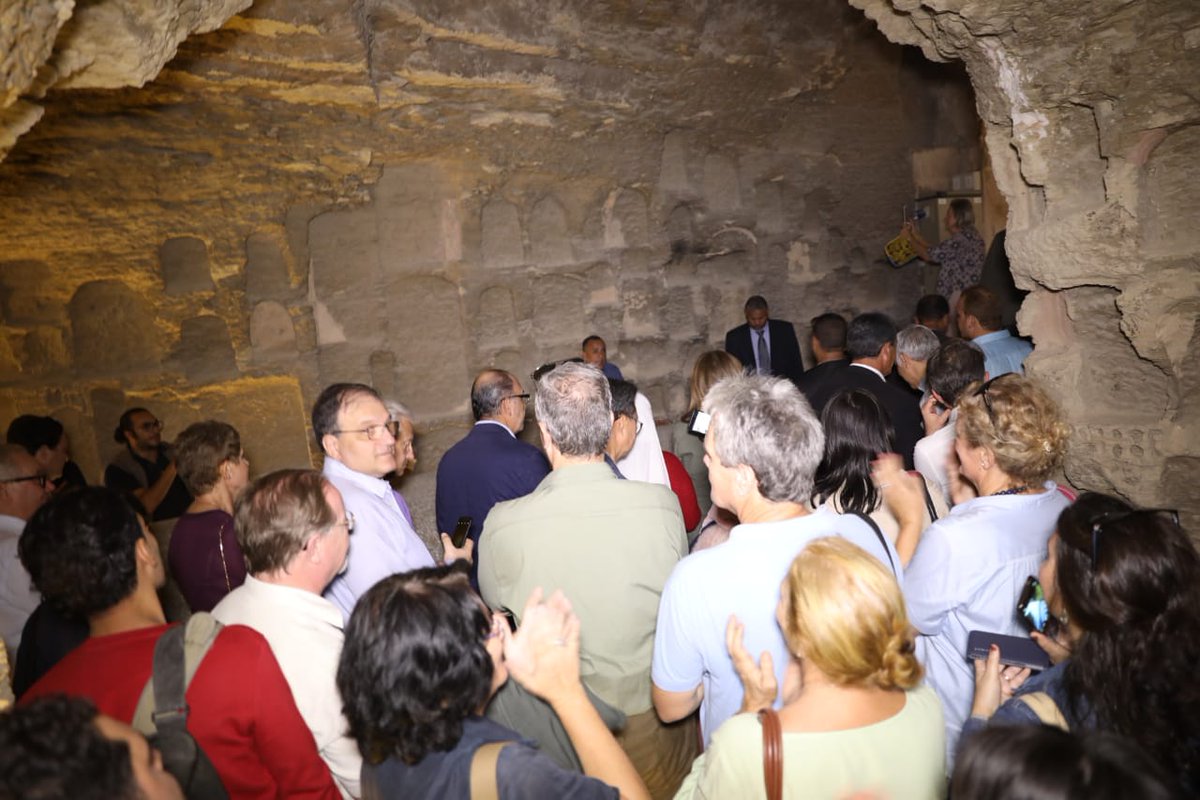 TourismandAntiq's tweet photo. Dr. Khaled El-Enany &amp; #ambassadors from all the #world visited the #serapeum #saqaara #Egypt https://t.co/tTJES9rFVg