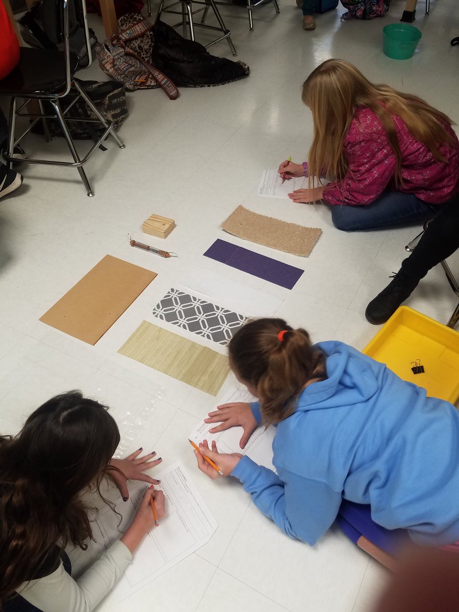 GallemoreSher's tweet photo. 5th grade at MIS doing an ADI lab on force and friction. Such good conversations...thinking...problem solving ❤ #magscience https://t.co/4grPgqN2zk