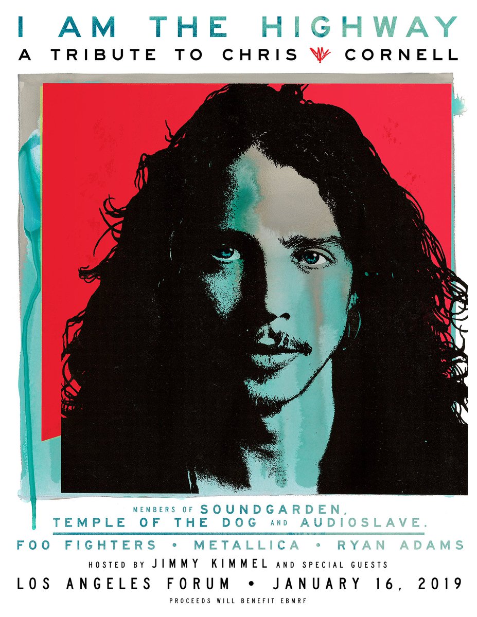 'I Am The Highway: A Tribute To Chris Cornell' will take place on January 16, 2019 at @theforum in Los Angeles. Tickets go on sale this Friday, November 16 at 10am pt at bit.ly/IAmTheHighway. Proceeds will benefit EBMRF. #IAmTheHighway