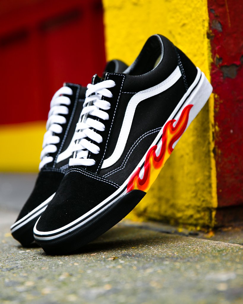 vans old skool fire flame