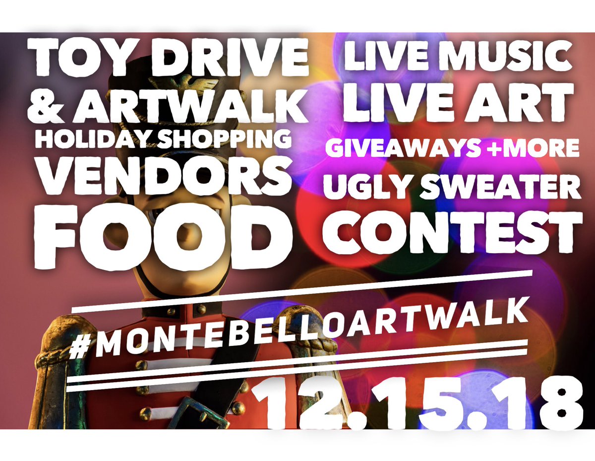 Ktca_Artwalk's tweet photo. ARTWALK IS DECEMBER 15th! Last one of the year!
#montebelloartwalk #montebello #artwalk #art #festival #christmas #losangeles #holidays #gallery #Exhibition #arts #Expo #EastLA #whittier https://t.co/NWlZ5BEGBz