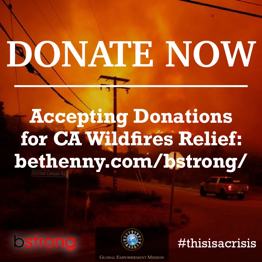 Bethenny's tweet image. #globalempowermentmission &amp;amp; #bstrong will have teams delivering aid supplies &amp;amp; cash cards in Southern CA on Friday, 11/16 &amp;amp; will be supporting the Paradise area by Monday, 11/19. Link in my bio to donate. Aid &amp;amp; supplies drop-off: 20463 Hart St., Winnetka, CA 91306 #thisisacrisis