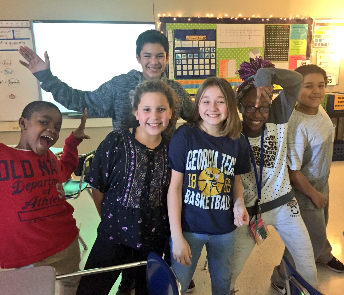 MsLaymanMath's tweet image. These are smiling faces of success! After some hard work, peer coaching, and encouragement we reached our class goal of each student passing 5 lessons on imagine math! #BridgerBold #isdmath