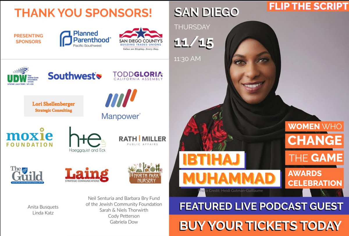 We're proud to join other generous sponsors &amp; partners, including <a href="/PPPSWHealth/">Planned Parenthood of the Pacific Southwest</a> and <a href="/SouthwestAir/">Southwest Airlines</a>, for the #SDGameChangers Awards Celebration 2018. Register for this inspiring luncheon! ow.ly/S8y730mBELV  #thefutureisfemale #strongertogether #refugeeswelcome #leadingwithlove
