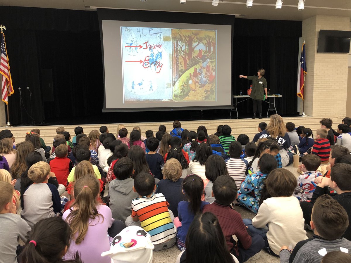 glenn_lacey's tweet photo. Our #firstgradeSpradley friends are lucky today! We’re visiting with author @pklostermann (former book burglar). 😉 #ThereWasanOldDragonWhoSwalledAKnight #ACookedUpFairytale @Spradley_El @MLTumulty https://t.co/ZA2W1C1nNI