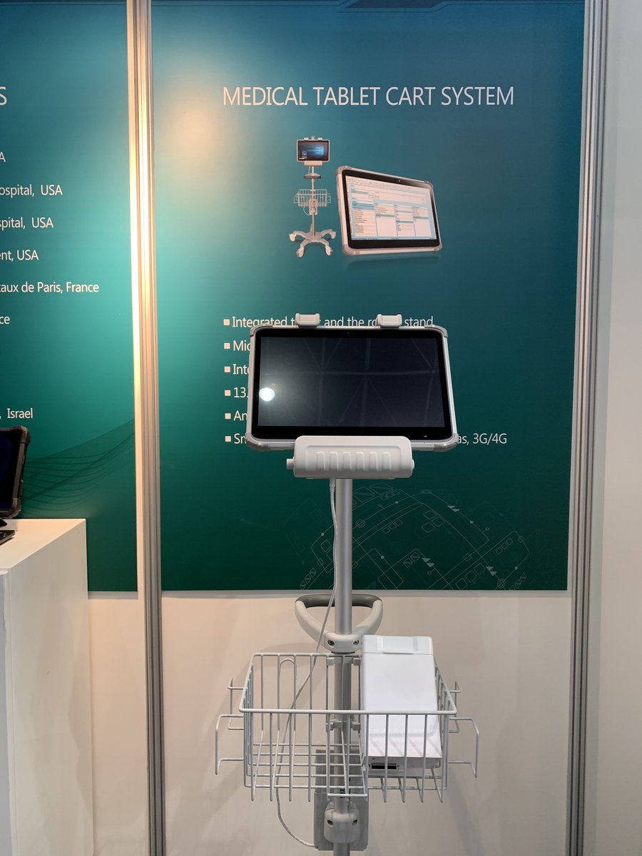DTResearch's tweet photo. We're showcasing our revolutionary #MedicalTablets & #MedicalTabletCarts at the @MEDICATradeFair Join us at Booth 15C45 in Hall 15 to see how this technology improves efficiency in #healthcare facilities globally. #MEDICA2018 https://t.co/vCr6zmnCJO