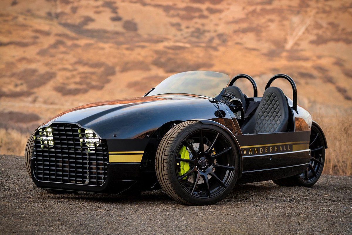 122. How about a silly modern three-wheeler? The Vanderhall Edison was announced this year. Weighing in at over a tonne, I don't know if it's really as racey as it tries to look but it's definitely got some raw car-ness to it in a specific way: