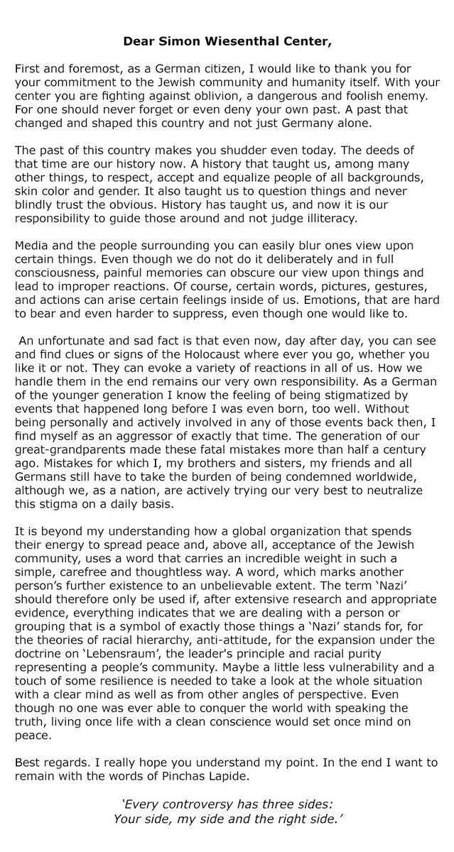 ‘Every controversy has three sides:
Your side, my side and the right side.’ - Pinchas Lapide

<a href="/simonwiesenthal/">Simon Wiesenthal Center</a>