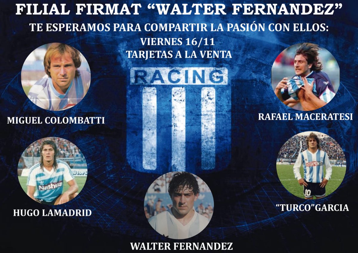 Viernes 16 de Noviembre!!!! FIRMAT!!! Grandes sorteos y con la presencia de estas glorias