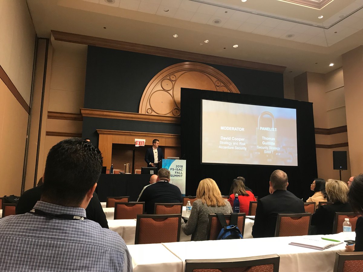 AccentureSecure's tweet image. Happening now: Accenture&apos;s David Cooper at #FSISACSummit leading panel discussion on how to shape #riskmetrics to enable informed business decision-making and investments in #security