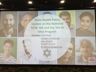 Day 3 #MensHealthGathering #NMHG2018 plenary session on Male Health Policy includes the Commonwealth Department of Health, NSW Ministry of Health, the Australian Medical Association, the WA Men's Strategy and the Australian Institute of Family Studies #MensHealth