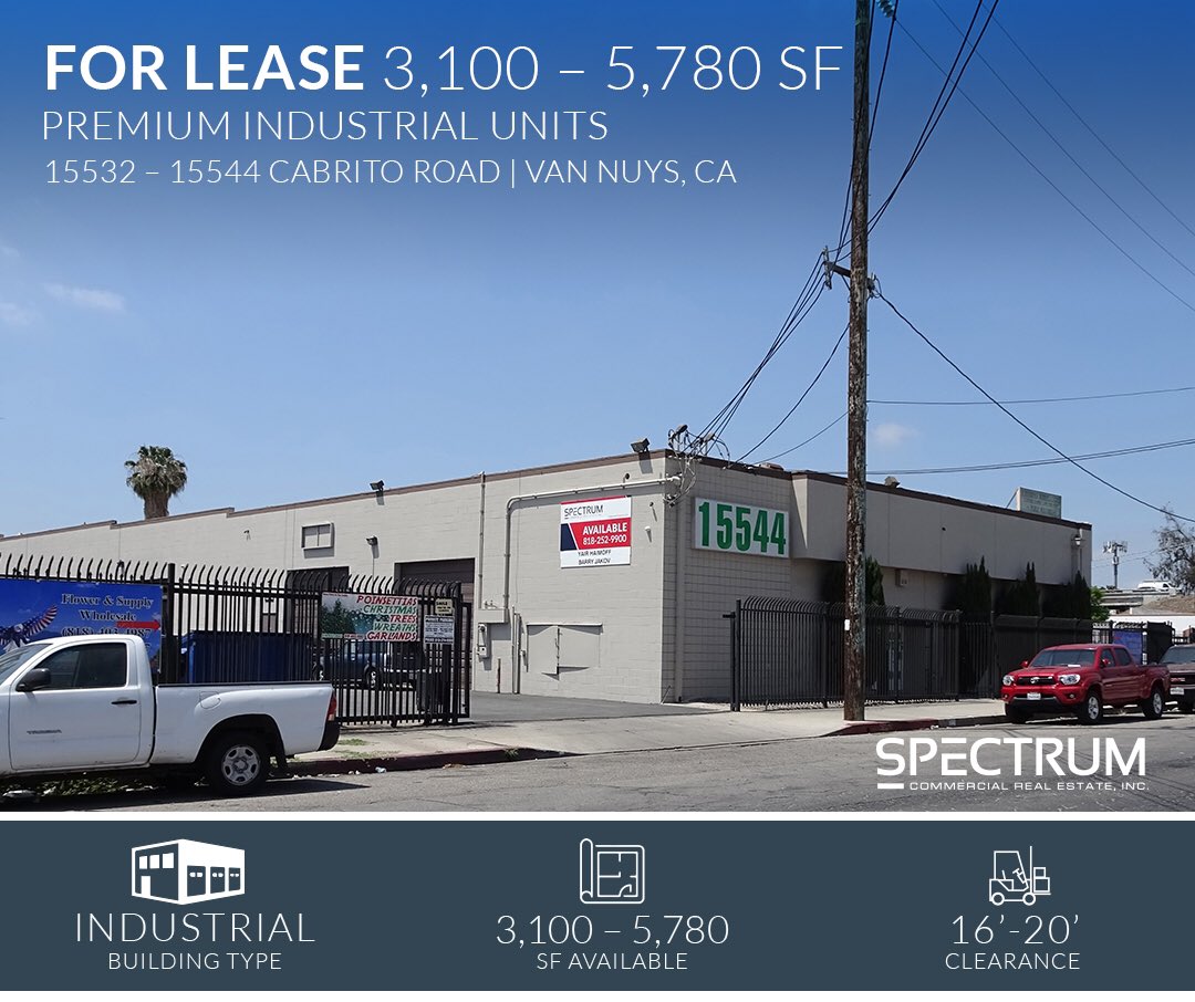 🗣For Lease: 3,100-5,780 SF Industrial Units | Prime Van Nuys Location
.
.
.
For more information, contact:
Yair Haimoff | Barry Jakov
(818) 252-9900
spectrumcre.com

#SpectrumCRE #Broker #CommercialRealEstate #RealEstate #VanNuys #VanNuysRealEstate #CRE #ForLease