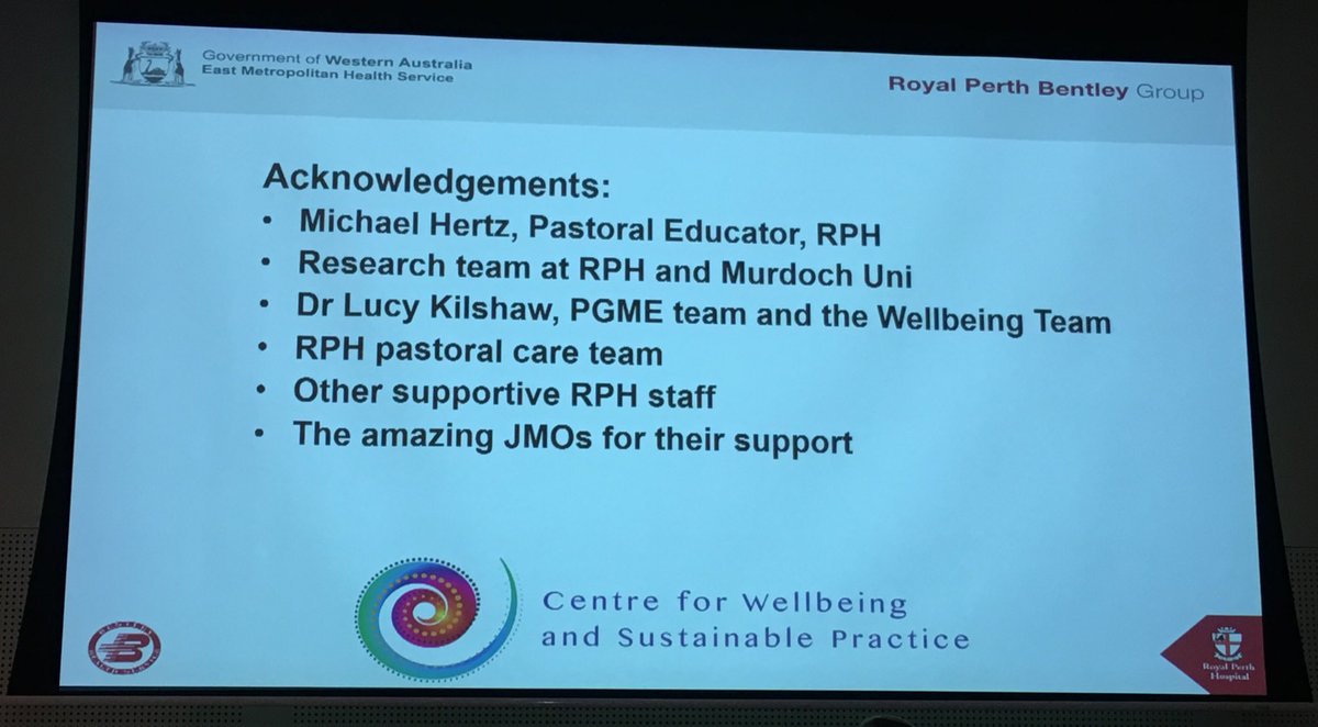 The effect on the hospital- 

# 1 preferred PEHS in Perth for internship

⬆️ uptake of wellbeing officer contact throughout RMO & Reg cohorts

Snr doctors getting curious!

Image & presence of PGME ⬆️
#prevoc18 
Rich Read presents on the RPH Wellbeing Project
#doctorwellbeing