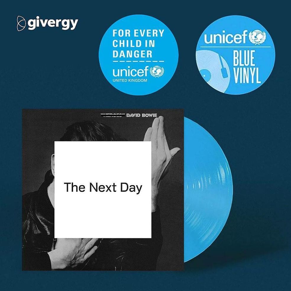 Reposting @davidbowie: 
...
'THE NEXT DAY BLUE VINYL FOR UNICEF CHARITY - “Give my children sunny smiles…”
#UnicefBlueVinyl  #BowieVinyl'