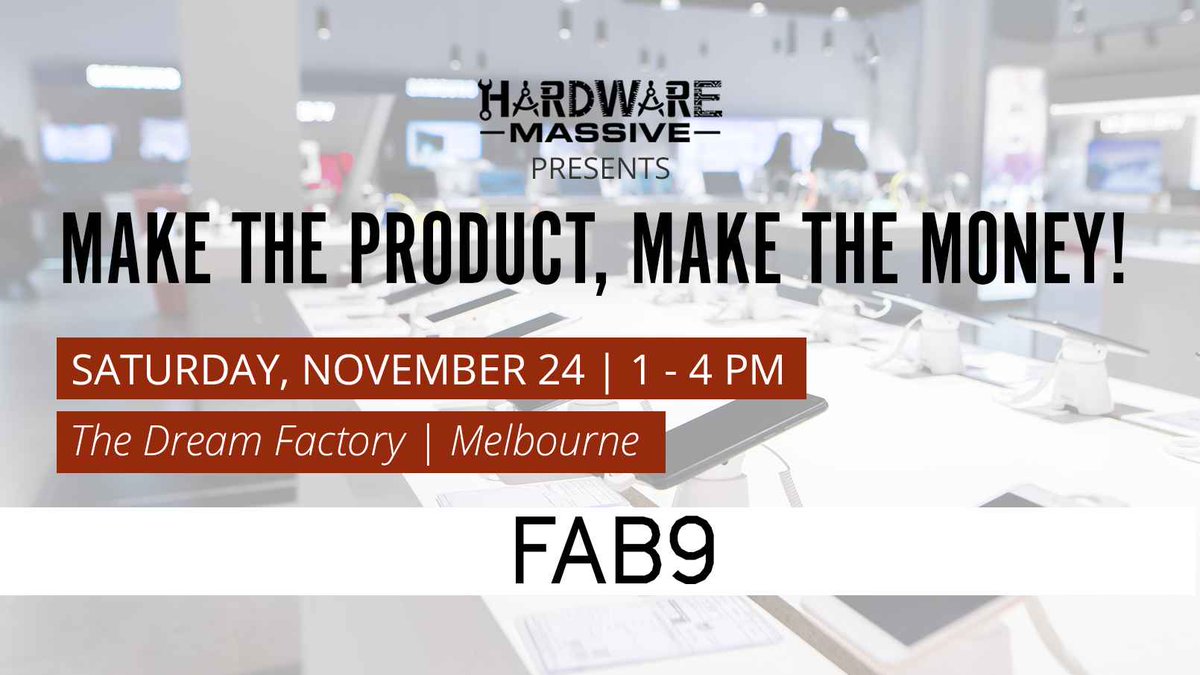 Be part of this event on November 24 at The Dream Factory and hear from expert speakers on how to take #products to #market and how #IP licencing works. This event is supported by <a href="/Fab9AU/">Fab9AU</a>. Sign up today at goo.gl/CVR3yW.