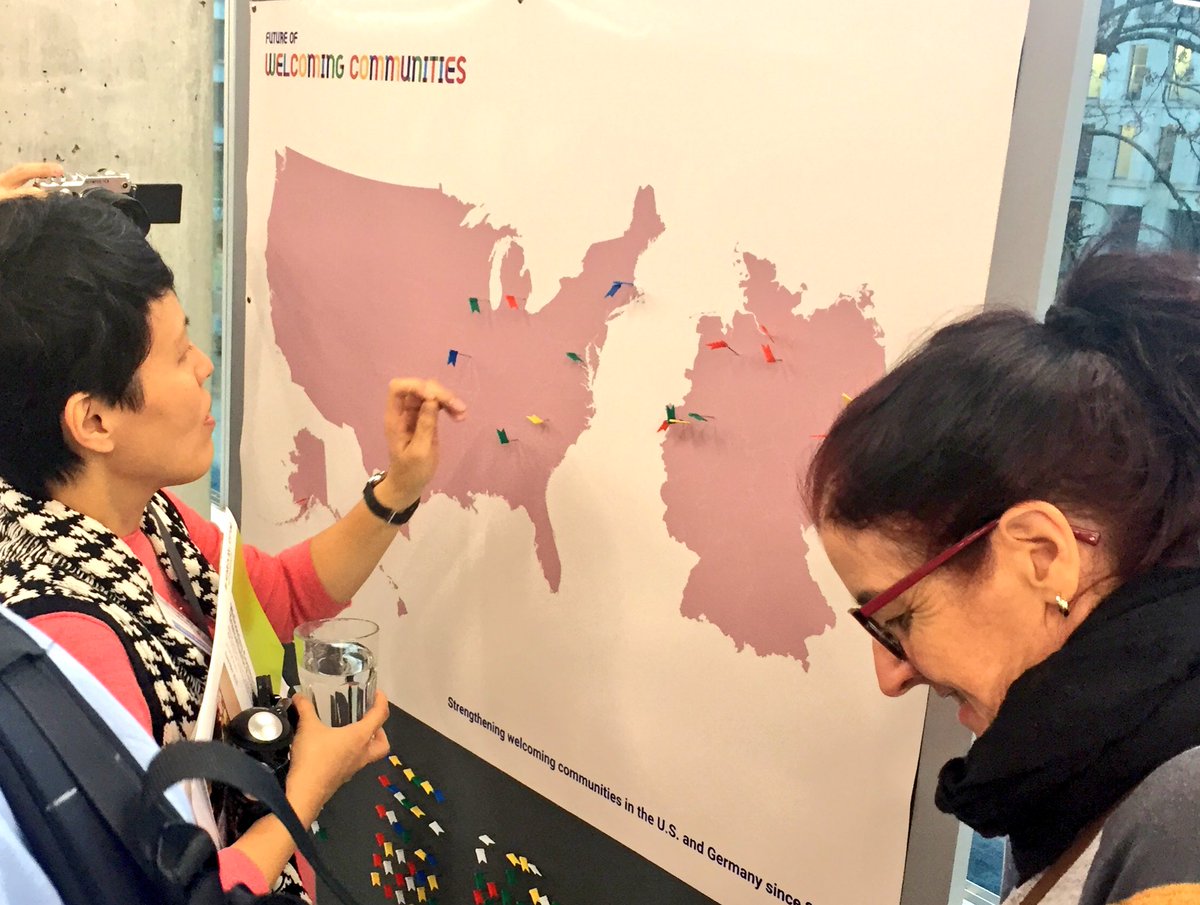 WCTExchange's tweet photo. "Building welcoming communities since 2016": impressions from our first full day of #FWCberlin transatlantic conference sessions. Thanks to everyone who shared your knowledge and expertise! #WCTE18 https://t.co/UWK5pTnf03