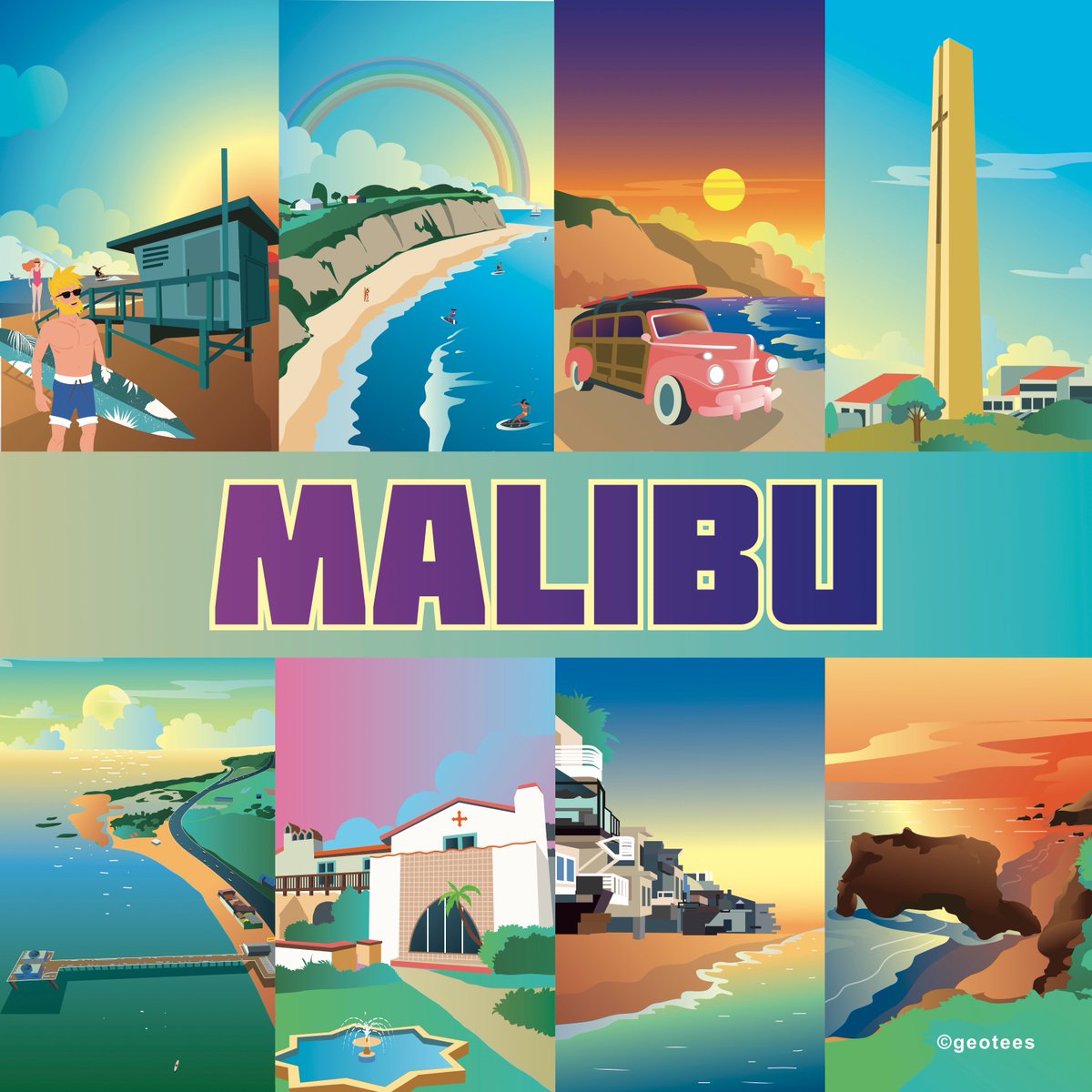 geoteesnow's tweet photo. Our packaging for a new t-shirt line. Inside each box is a high quality t-shirt and an illustration of 8 iconic images of Malibu. #Malibu #Malibustrong https://t.co/ncM1SzuyVz