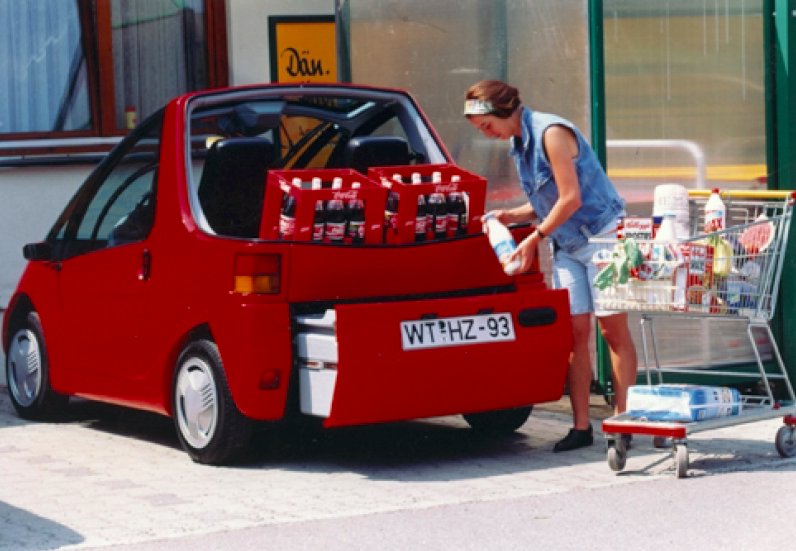 133. Oh shit - I forgot to tweet the car that tied the Smart cars and the 90s together; the Hotzenblitz. German-made, it had a range of 200km and a maximum speed of about 120km/h, designed to be a useful, load-bearing runaround. The adverts are... so 90s. So pure. Misunderstood.