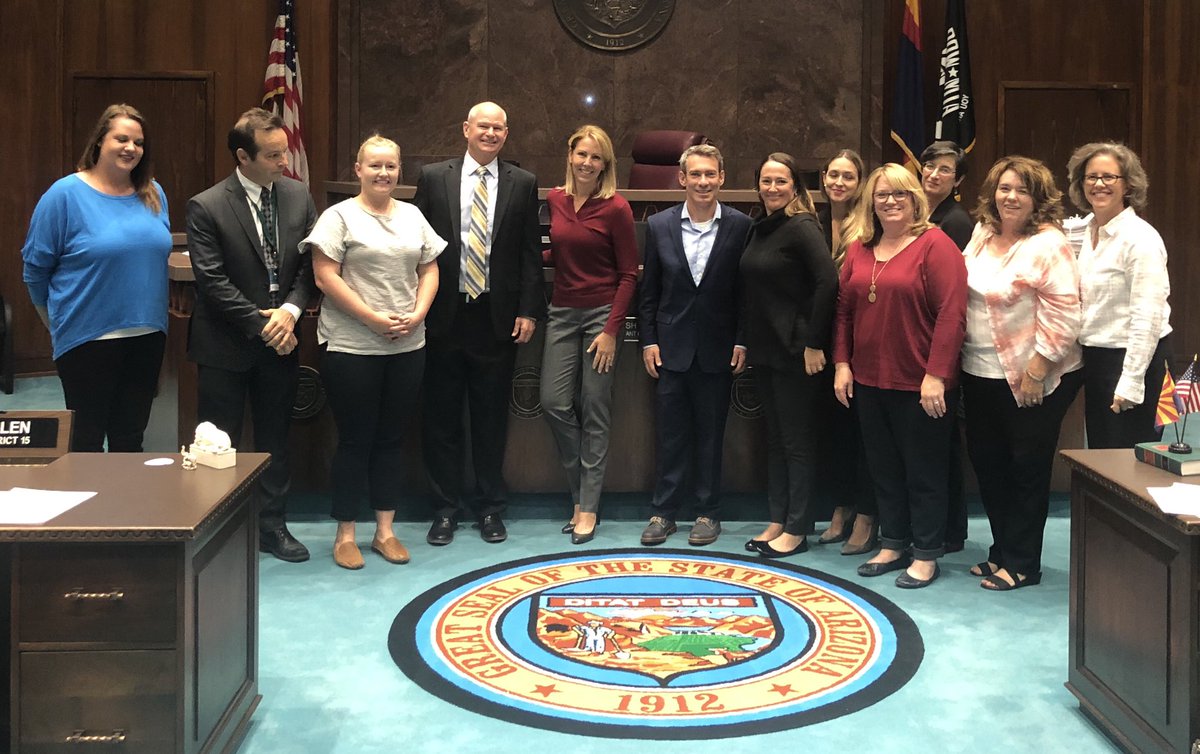 aaron4arizona's tweet photo. Really nice afternoon down at the Capitol with top flight policy staff and @KelliButlerAZ!  Great to meet with a group of leaders from PV Public Schools.  Still feels strange to hear someone say Representative-Elect Lieberman! https://t.co/bWYyRDEs86