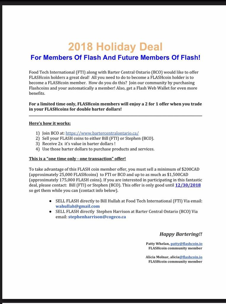 <a href="/flashcoins/">FlashCoin</a> and <a href="/FTI_Foodtech/">FTI Foodtech Intl</a> working more ways for Flashcoin users to benefit!!! 2x shopping promo!!! #gofaster <a href="/CKOAfrica/">C.K.O.A</a> <a href="/AturuDamilola/">Damilola Aturu</a> <a href="/EmbassyPty/">Panamá Blockchain Embassy</a> <a href="/mycrowdforce/">CrowdForce</a> <a href="/cryptobuyer/">Cryptobuyer</a> <a href="/AnabellHilarski/">✨Anabell Hilarski✨</a> <a href="/200SocialCrypto/">200 Social Crypto</a>  #barter awesome real world usage go Crypto!!!