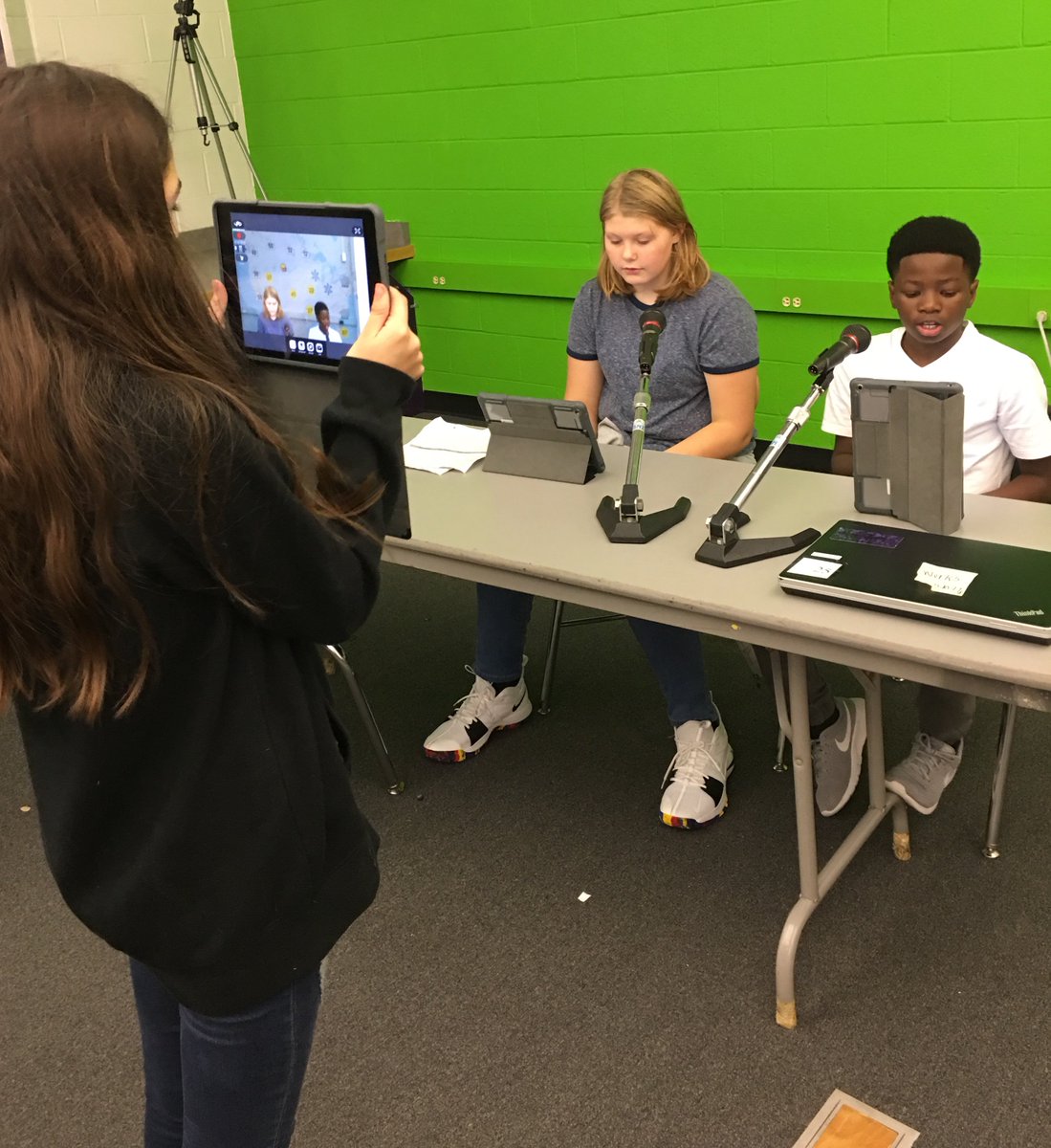Critical thinking, creativity, collaboration, and communication.....all were evident as students worked on video projects in the Media Center today. #MakeyourmarkMustangs  #TuckerCreekMiddle <a href="/CravenCoSchools/">Craven Co Schools</a>