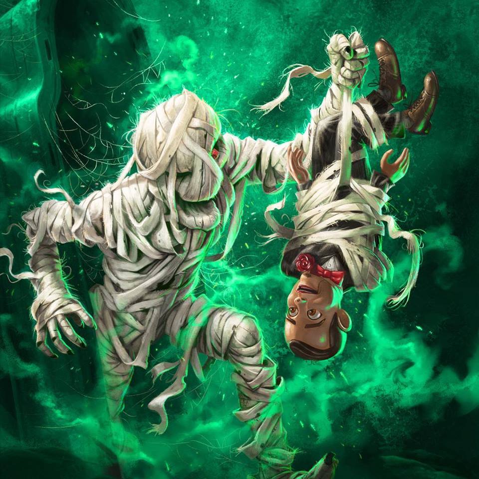 Too late for something else spooky? :) #goosebumps #art #brandondormanart #photoshop #kidslit #scholastic #scholasticbooks #RLSTINE #illustration #mummy #slappy #green