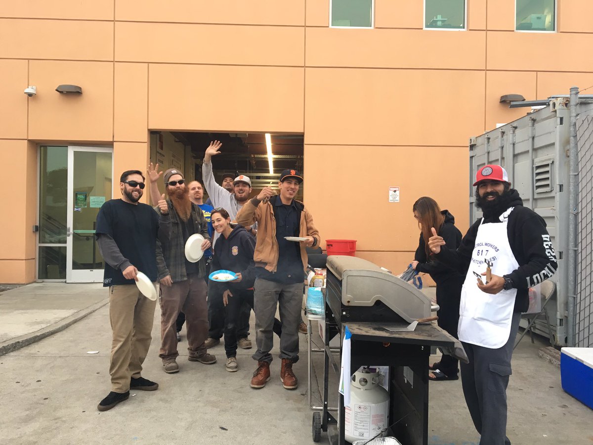 visited the JATC today! I caught IBEW Local 617 apprentices enjoying a bbq before class :) Solidarity and smiles outside the jobsite <3 #theotherfouryeardegree #NationalApprenticeshipWeek #ibew #unionstrong